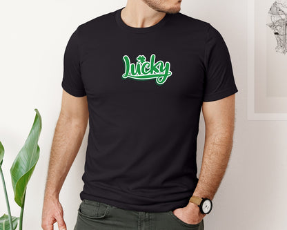 brand:Bella Canvas|color:Black|Lucky Shamrock St Patricks Day 9 Graphic T-Shirt