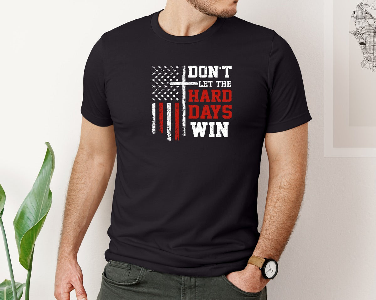 brand:Bella Canvas|color:Black|Hard Days Win Veterans Day T Shirt Graphic T-Shirt