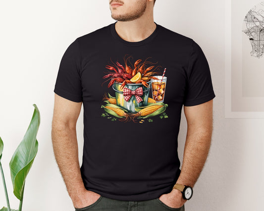 Seafood Boil Crawfish Shrimp Corn Lemon Graphic T-Shirt