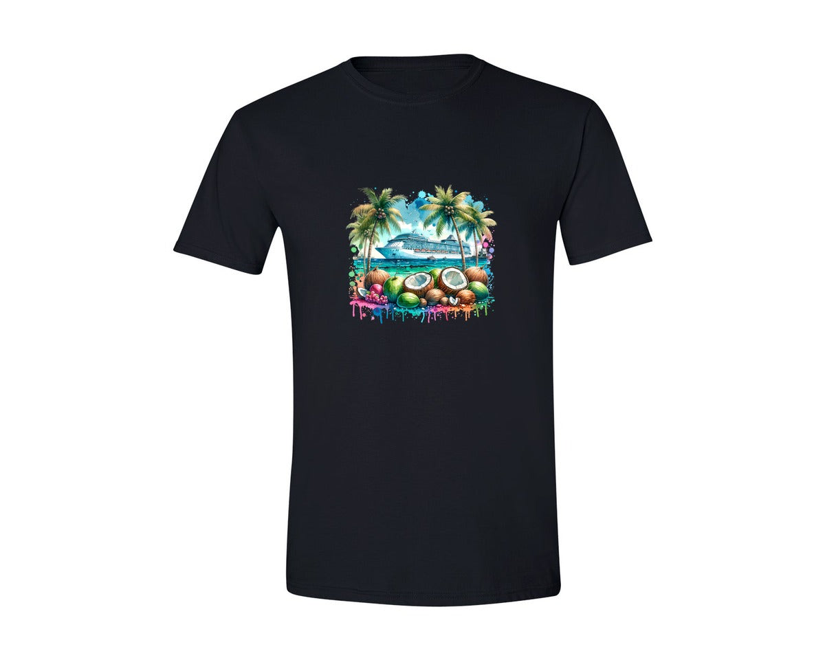 brand:Generic|color:Black|Cruise Ship Tropical Vacation 2 Graphic T-Shirt