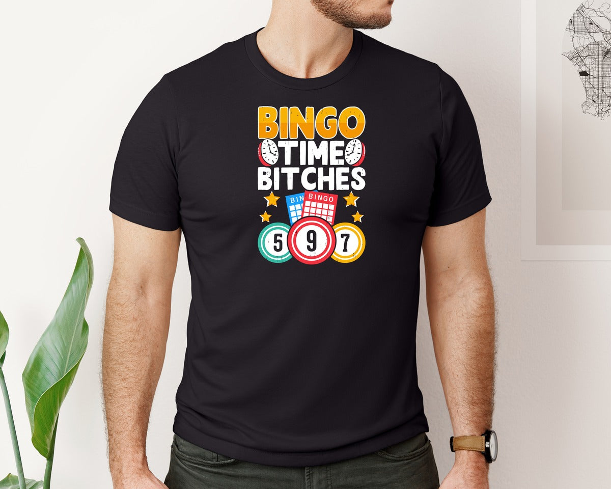 brand:Bella Canvas|color:Black|Casino Vintage Bingo T Shirt Design 95 Graphic T-Shirt