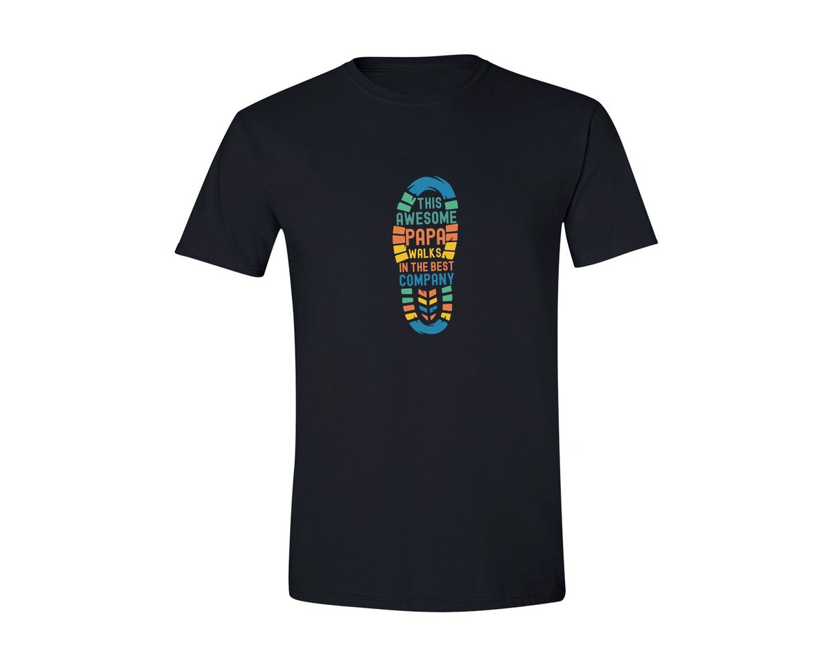 brand:Generic|color:Black|Papa Footstep This Awesome Papa Grandpa Graphic T-Shirt