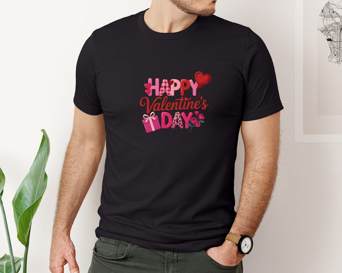 brand:Bella Canvas|color:Black|Happy Valentines Day 19 Graphic T-Shirt