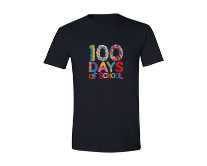 brand:Generic|color:Black|Colorful 100 Days School Faux Yarn Shirt Graphic T-Shirt