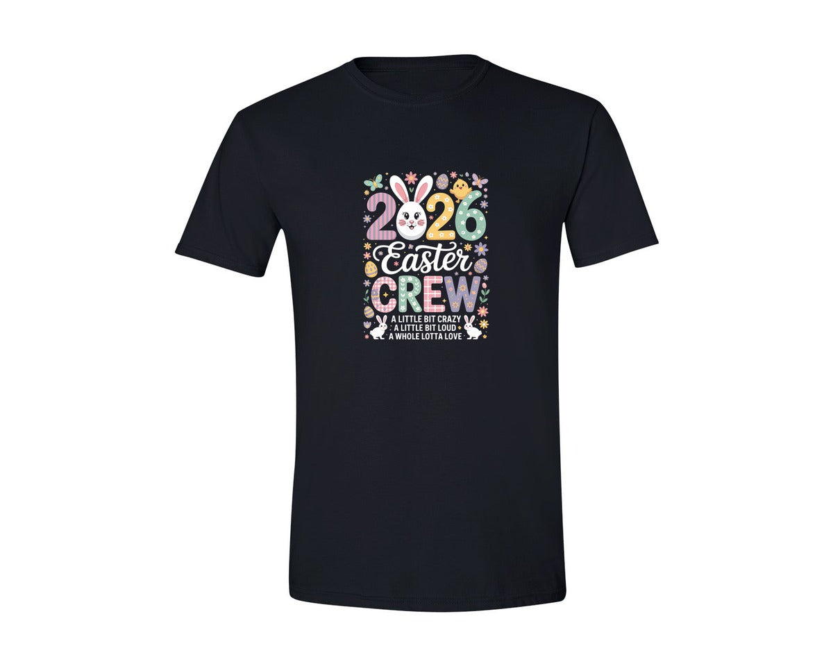 brand:Generic|color:Black|2026 Easter Crew A Little Bit Crazy Graphic T-Shirt