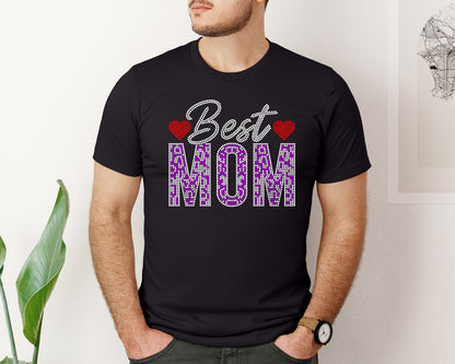 brand:Bella Canvas|color:Black|Best Mom Rhinestone Templates Design 2 Graphic T-Shirt
