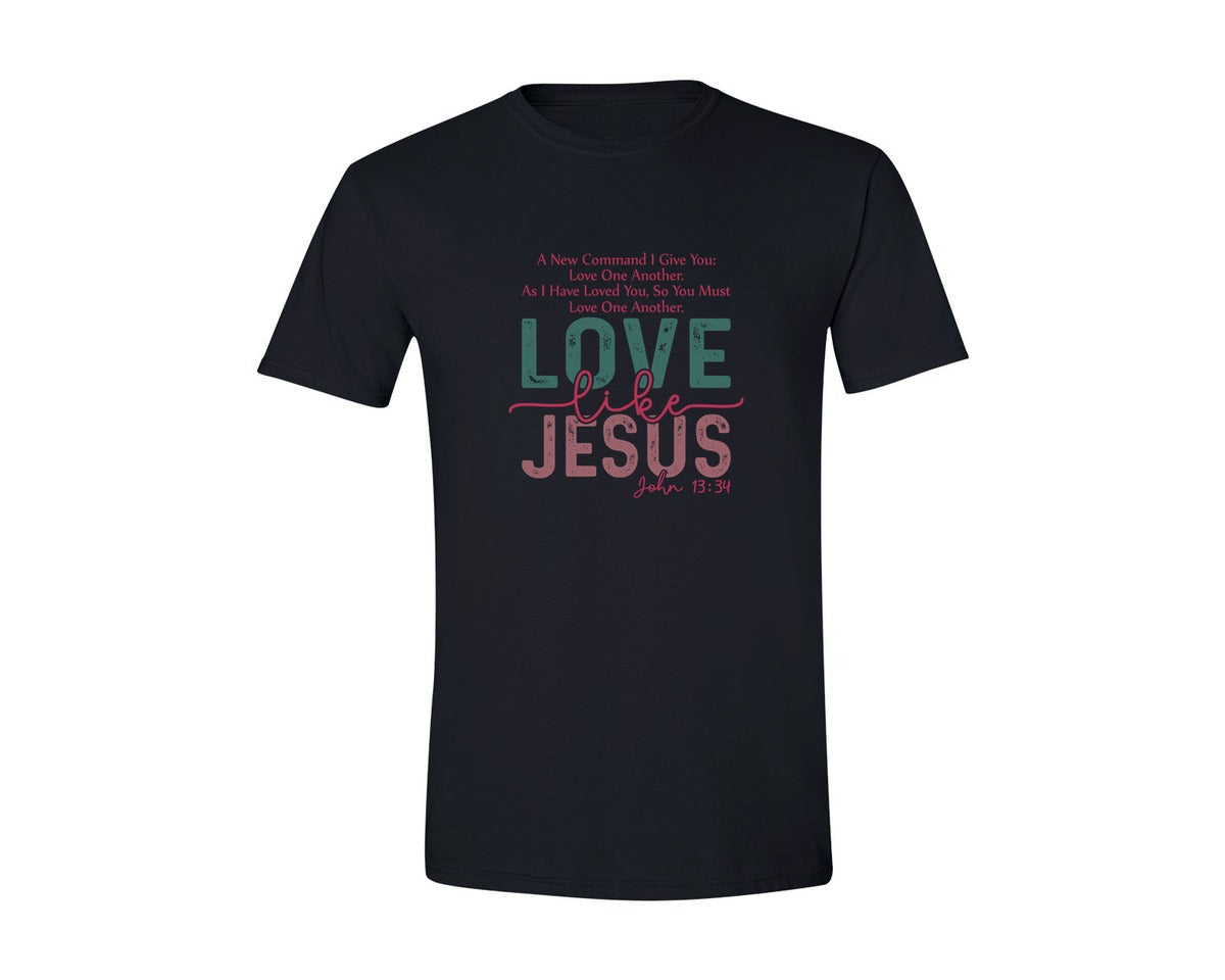 brand:Generic|color:Black|Love Like Jesus Boho Valentine Graphic T-Shirt