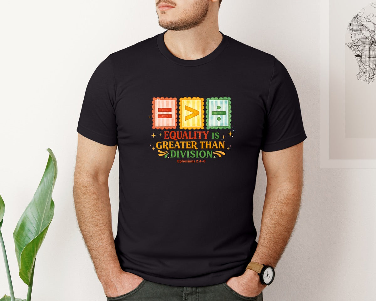 brand:Bella Canvas|color:Black|Equality Is Greater Than Division 12 Graphic T-Shirt