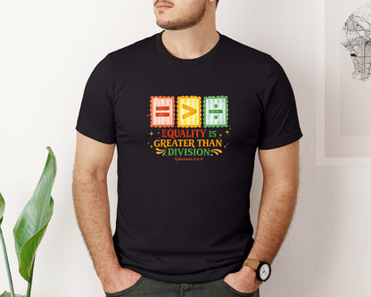 brand:Bella Canvas|color:Black|Equality Is Greater Than Division 12 Graphic T-Shirt