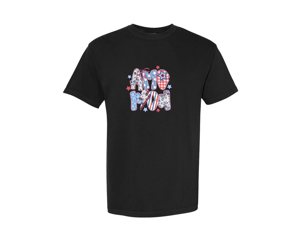 brand:Comfort Colors|color:Black|Preppy America Coquette 4Th Of July 3 Graphic T-Shirt