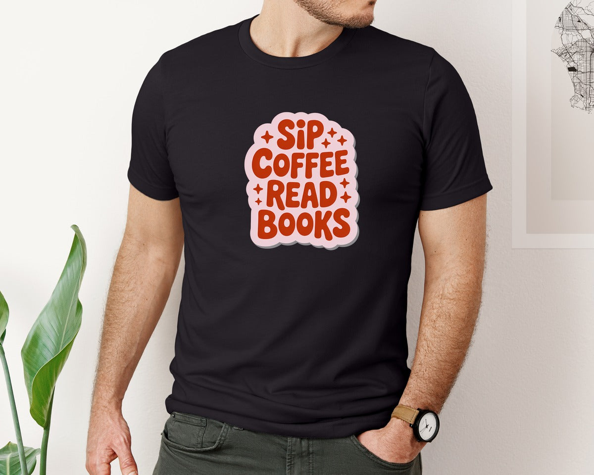 brand:Bella Canvas|color:Black|Coffee Books Quote Design Graphic T-Shirt
