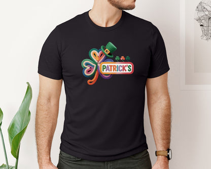 brand:Bella Canvas|color:Black|Embroidery Shamrock Bow St Patricks Day Graphic T-Shirt