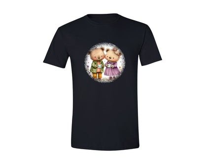brand:Generic|color:Black|Couple Animals Round Tshirt 31 Graphic T-Shirt