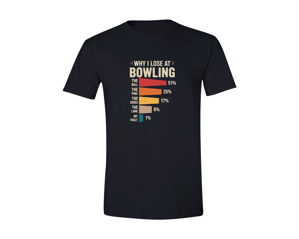 brand:Generic|color:Black|Why I Lose At Bowling T Shirt Design Graphic T-Shirt