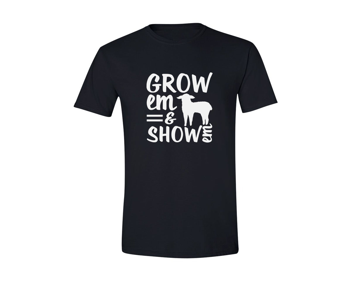 brand:Generic|color:Black|Grow Em Show Em Livestock Animals Graphic T-Shirt