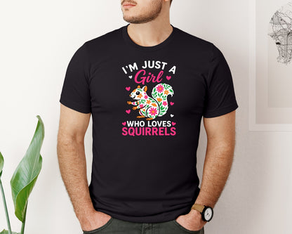 brand:Bella Canvas|color:Black|Im Just A Gift Squirrel T Shirt Graphic T-Shirt