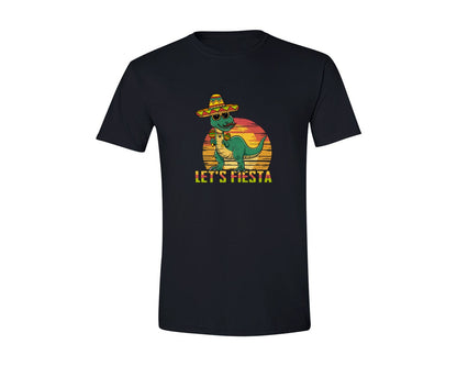 brand:Generic|color:Black|Lets Fiesta Dinosaur Cinco De Mayo Graphic T-Shirt