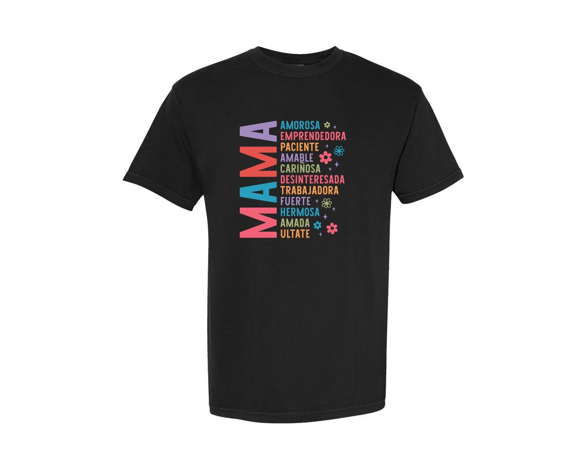 brand:Comfort Colors|color:Black|Spanish Mothers Day Retro Madre 7 Graphic T-Shirt