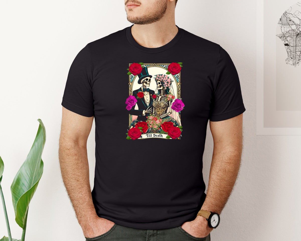 brand:Bella Canvas|color:Black|Gothic Wedding Tarot Card Wedding Graphic T-Shirt