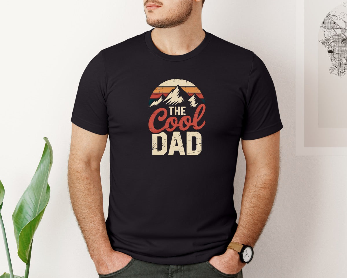 brand:Bella Canvas|color:Black|Retro Cool Dad Hiking Dad Father Graphic T-Shirt