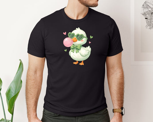 Cute Duck With Heart Sunglasses Graphic T-Shirt