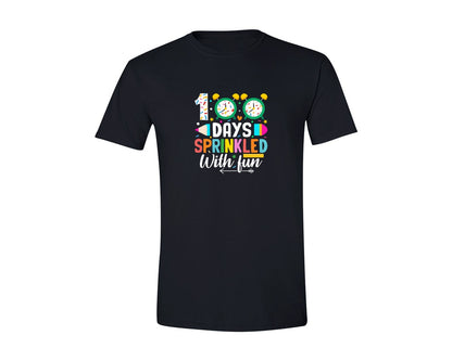 brand:Generic|color:Black|100 Days Of School Design Happy 100 Day 2 Graphic T-Shirt