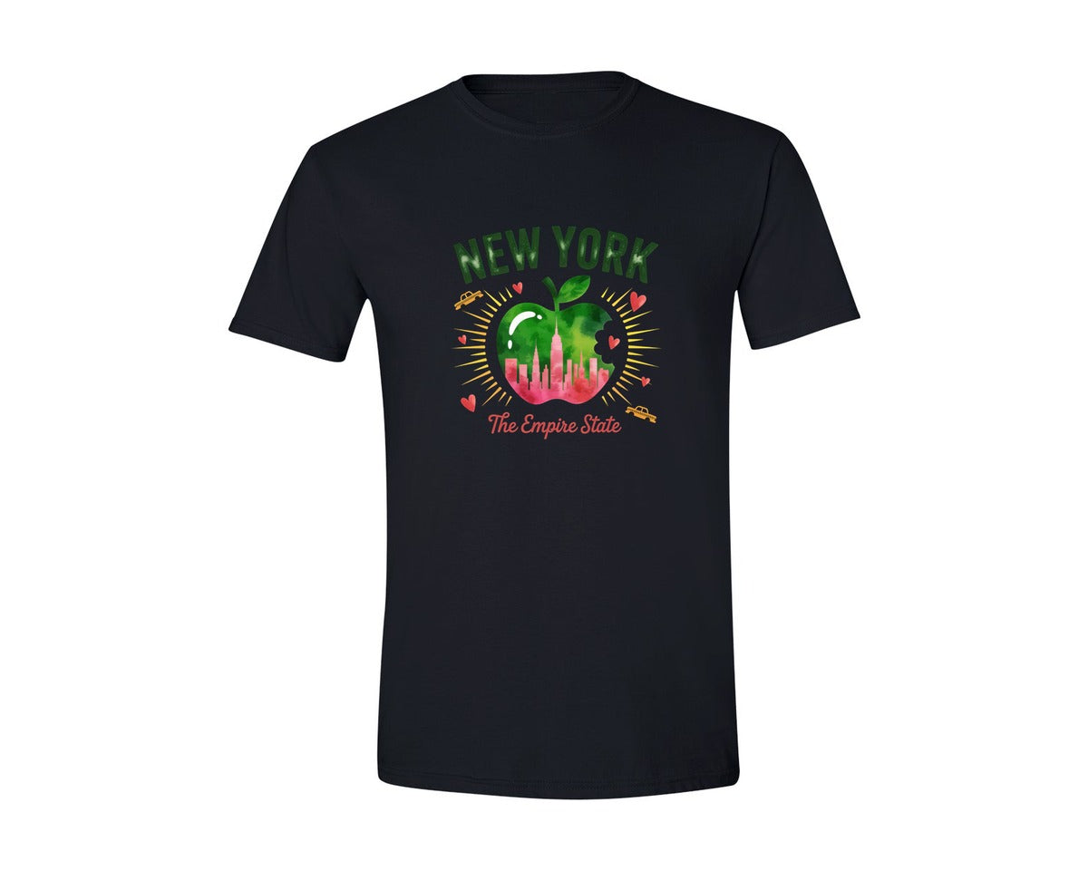 brand:Generic|color:Black|New York The Empire State Apple Graphic T-Shirt