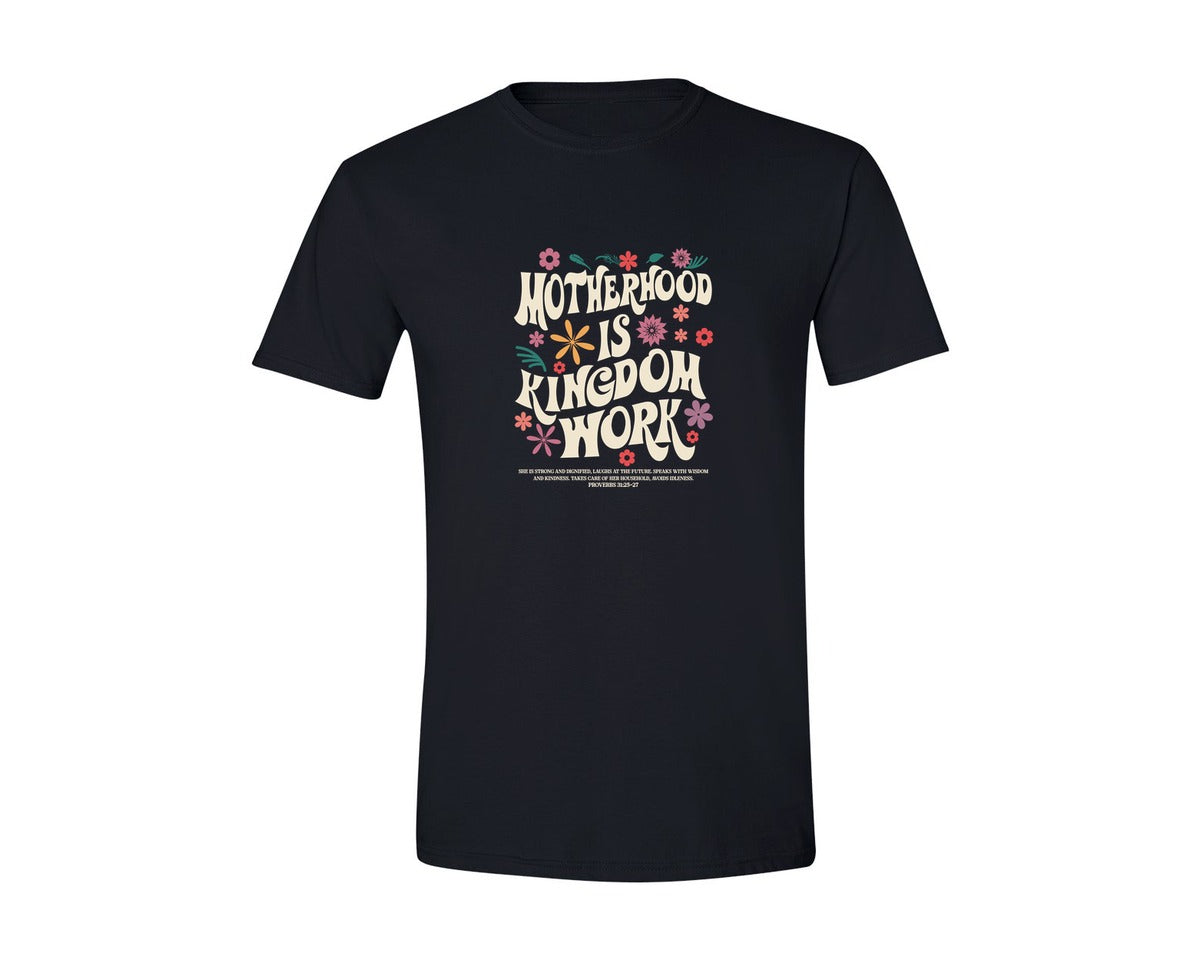 brand:Generic|color:Black|Motherhood Is Kingdom Work Shirt Graphic T-Shirt