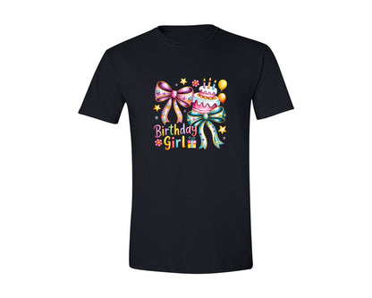 brand:Generic|color:Black|Coquette Birthday Girl Preppy Kids Graphic T-Shirt