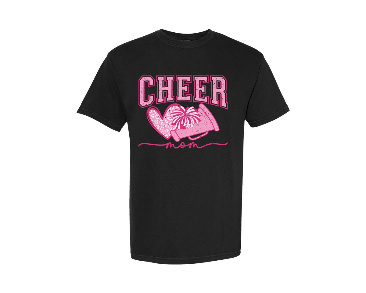 brand:Comfort Colors|color:Black|Cheer Mom Retro Cheerleader Mama Graphic T-Shirt