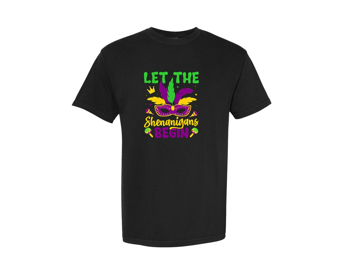 brand:Comfort Colors|color:Black|Let The Shenanigans Begin T Shirt Graphic T-Shirt