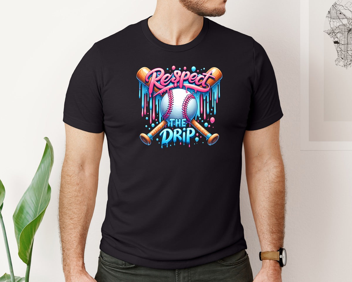 brand:Bella Canvas|color:Black|Baseball Respect The Drip Mom Icecream 2 Graphic T-Shirt