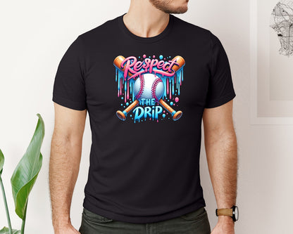 brand:Bella Canvas|color:Black|Baseball Respect The Drip Mom Icecream 2 Graphic T-Shirt
