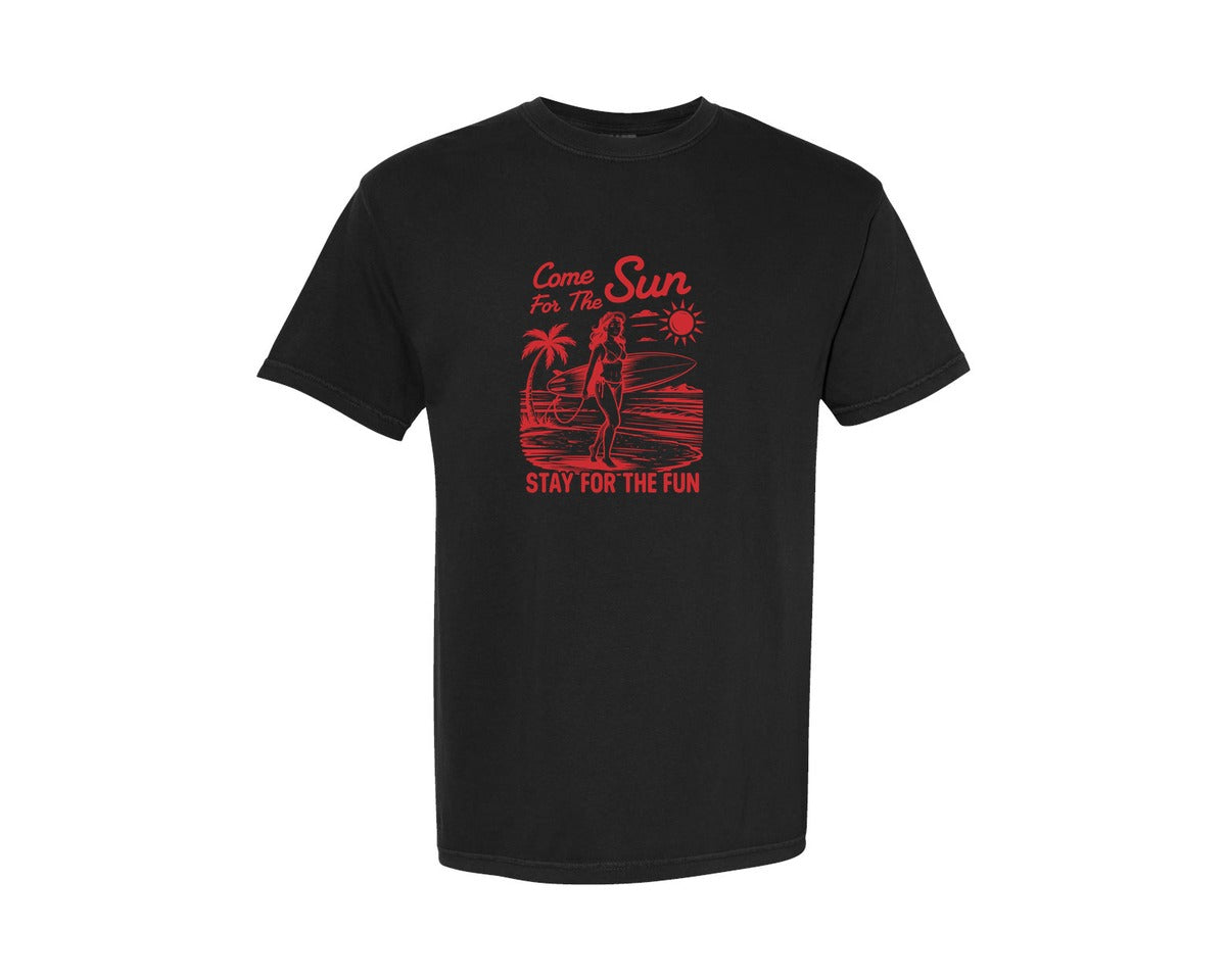 brand:Comfort Colors|color:Black|Retro Summer Surfer Girl Beach Fun Graphic T-Shirt