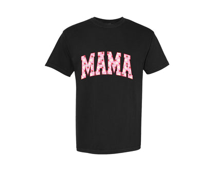 brand:Comfort Colors|color:Black|Mama Strawberry Daisy Flower Summer Graphic T-Shirt