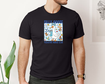 brand:Bella Canvas|color:Black|Silly Goose Pediatric Nurse Club Graphic T-Shirt