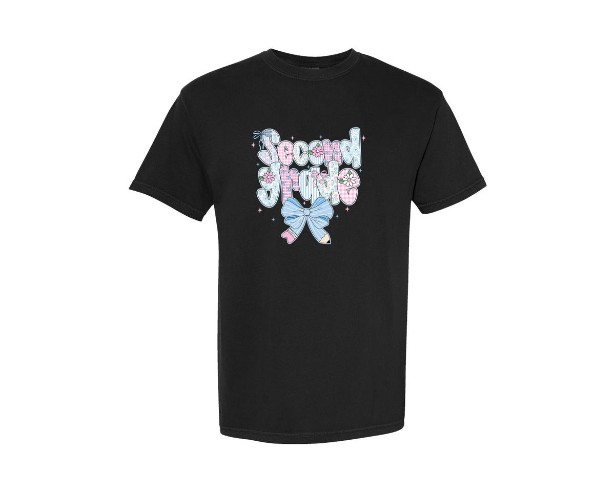 brand:Comfort Colors|color:Black|Preppy Back To School Floral 2 Graphic T-Shirt