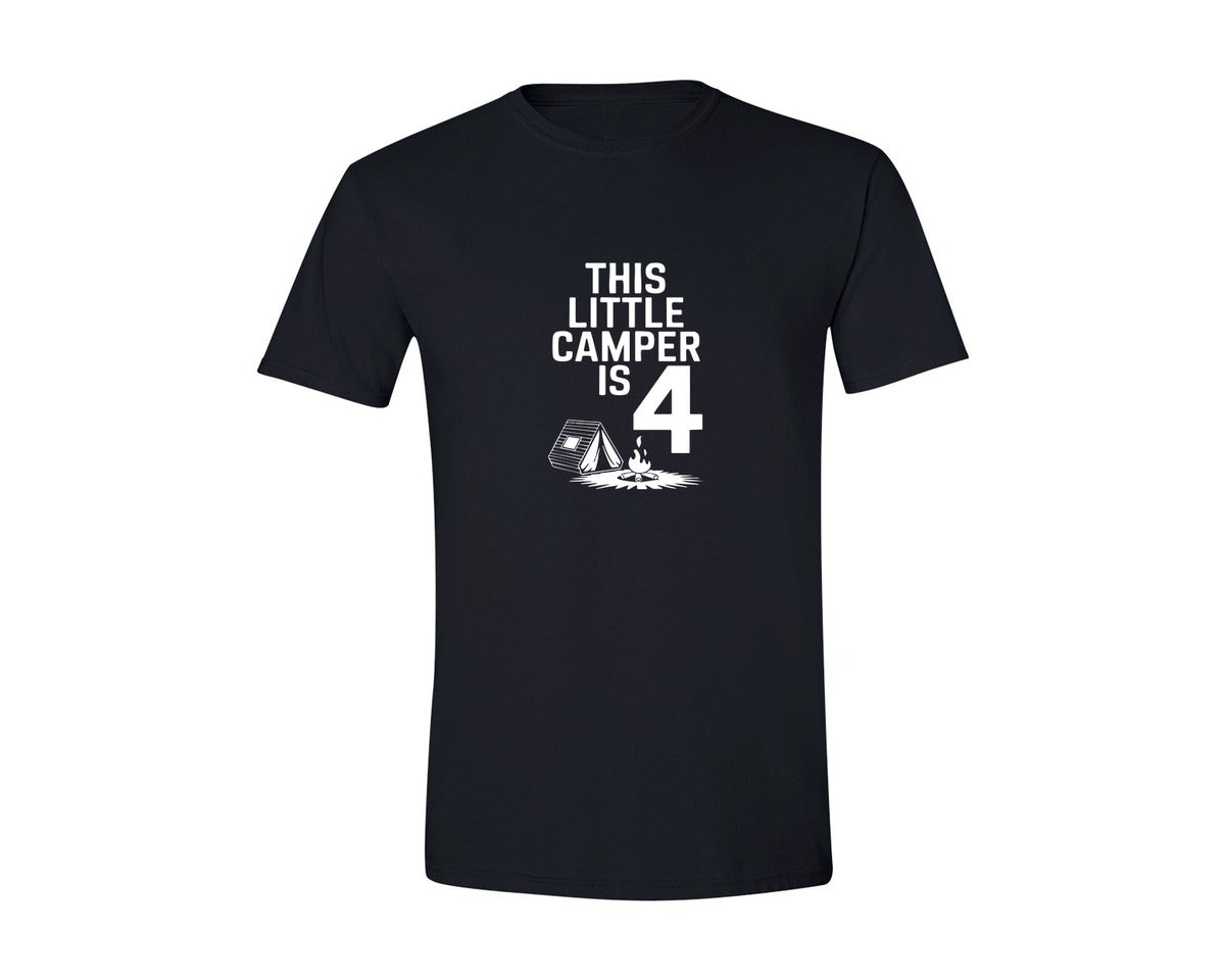 brand:Generic|color:Black|This Little Camper Is 4 Birthday T Shirt Graphic T-Shirt