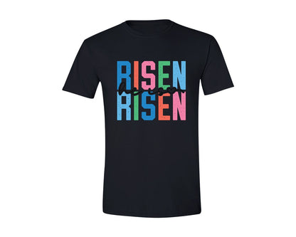 brand:Generic|color:Black|He Is Risen Risen Retro Easter Graphic T-Shirt