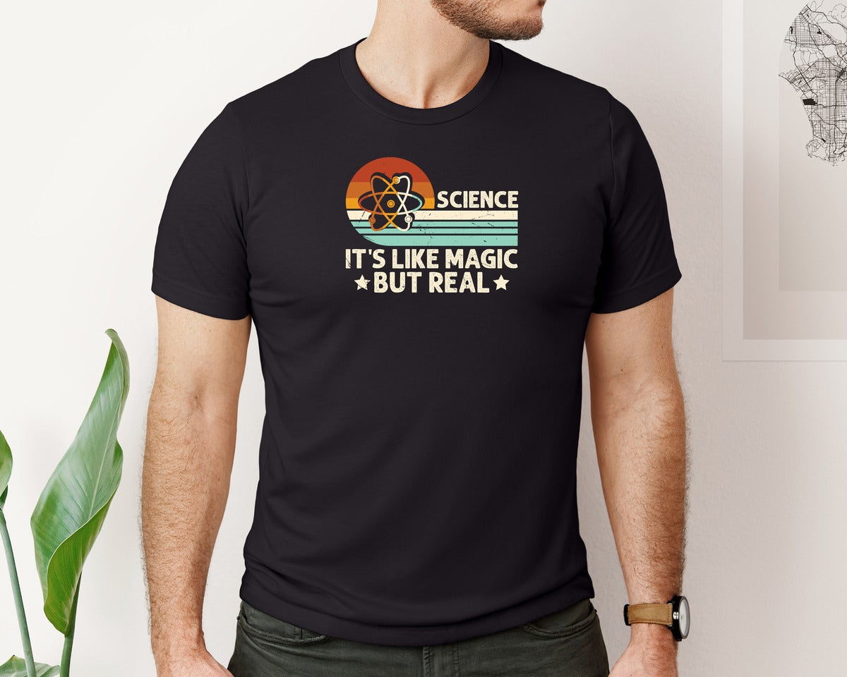 brand:Bella Canvas|color:Black|Science Its Like Magic But Real T Shirt 2 Graphic T-Shirt