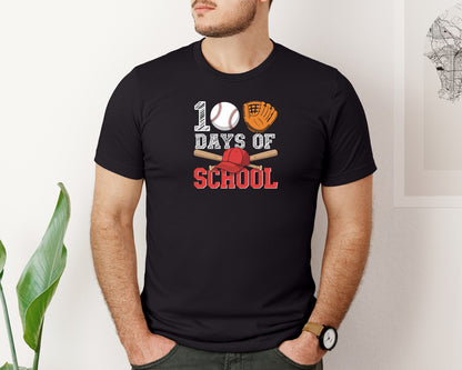 brand:Bella Canvas|color:Black|100 Days Of School Baseball 11 Graphic T-Shirt