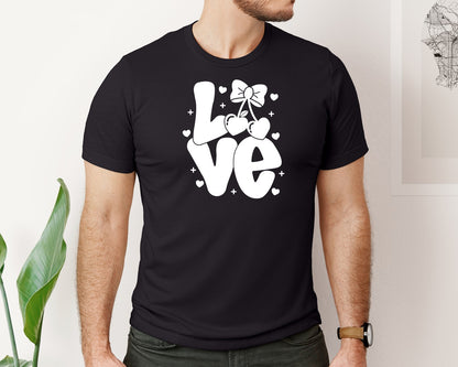 brand:Bella Canvas|color:Black|Coquette Love Bow Valentine Graphic T-Shirt