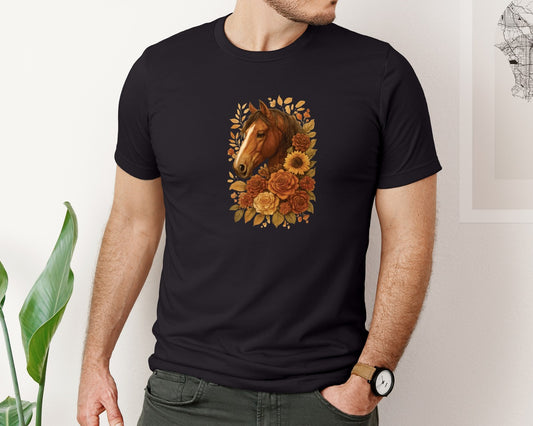 Brown Boho Floral Horse 27 Graphic T-Shirt