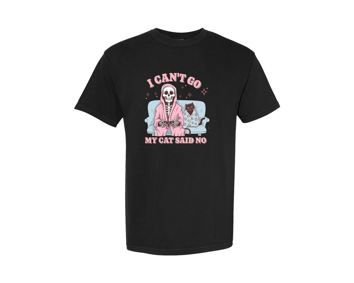 brand:Comfort Colors|color:Black|I Cant Go My Cat Said No Graphic T-Shirt