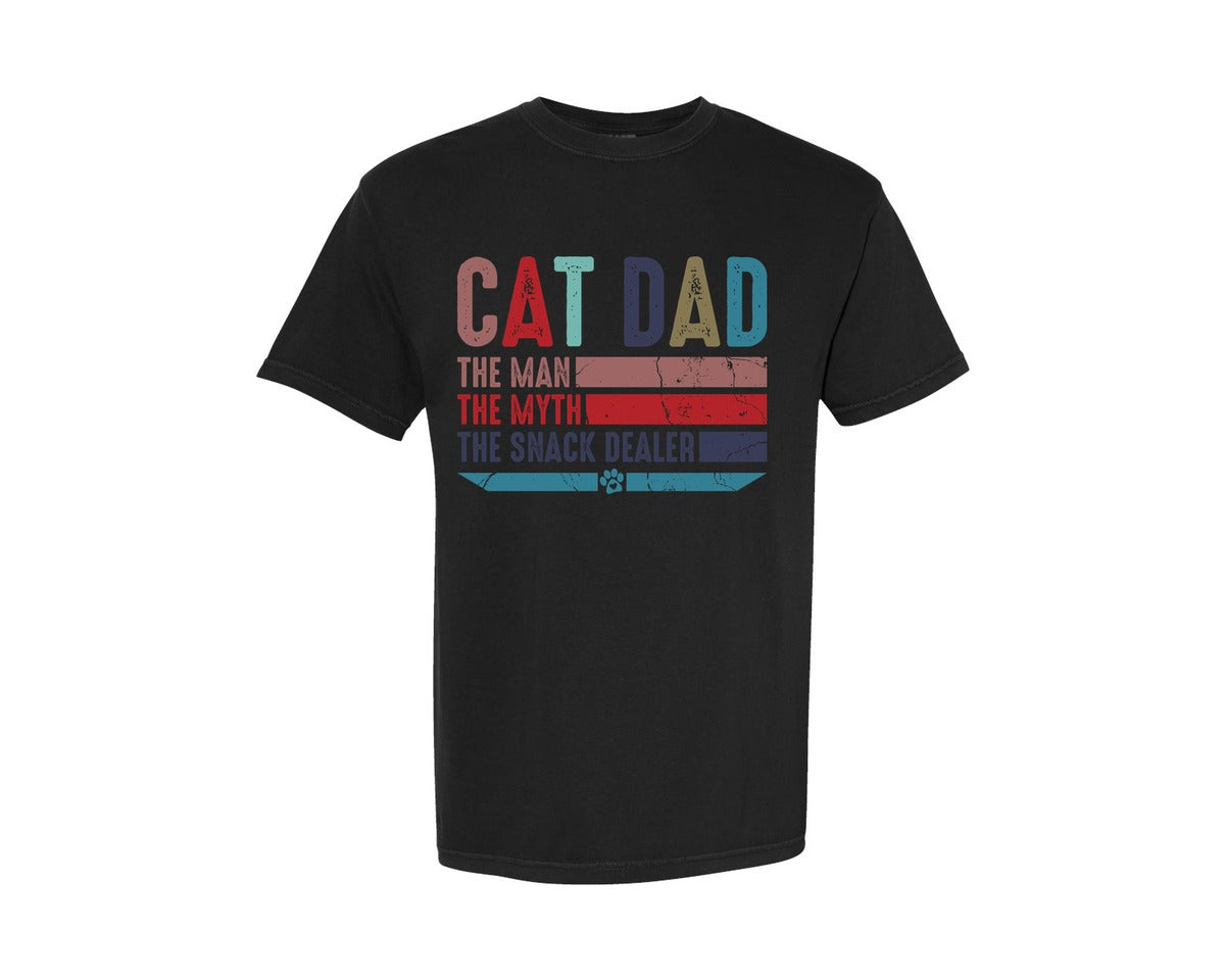 brand:Comfort Colors|color:Black|Cat Dad Snack Dealer Dad Graphic T-Shirt