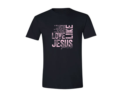 brand:Generic|color:Black|Love Like Jesus Heart Valentine Pn Graphic T-Shirt