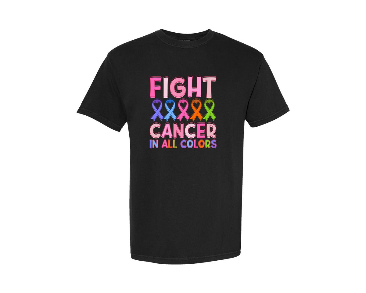 brand:Comfort Colors|color:Black|Fight Cancer In All Colors Graphic T-Shirt