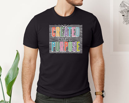 brand:Bella Canvas|color:Black|Created With A Purpose Positive Vibes Graphic T-Shirt