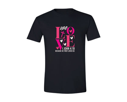 brand:Generic|color:Black|Christian Love Valentines Bible Graphic T-Shirt