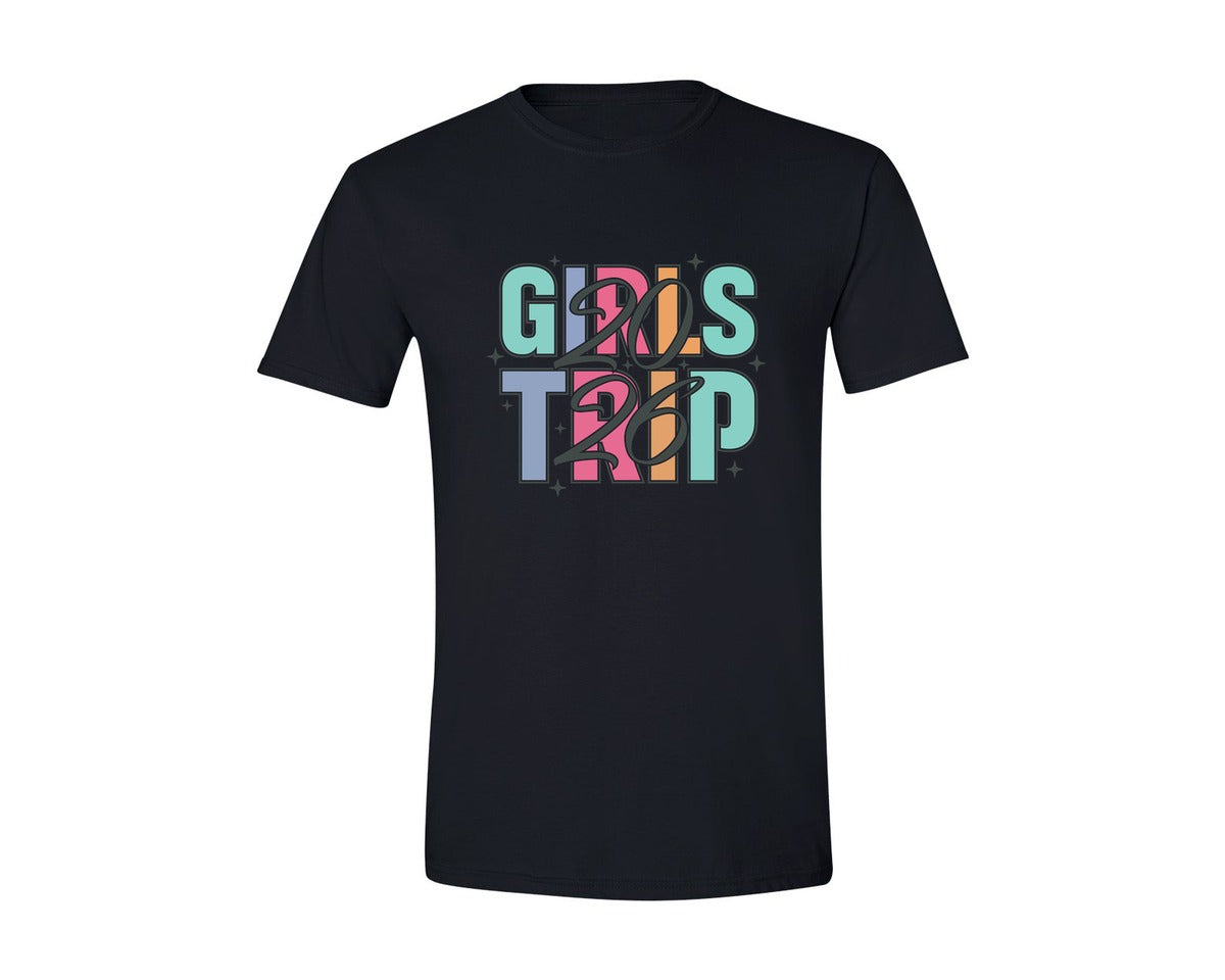 brand:Generic|color:Black|Girls Trip 2026 Matching Vacation Graphic T-Shirt